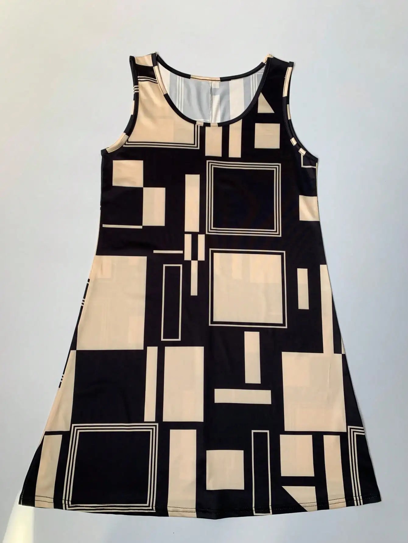 Geometric Pattern Sleeveless Dress For Women‘s Summer Clothe