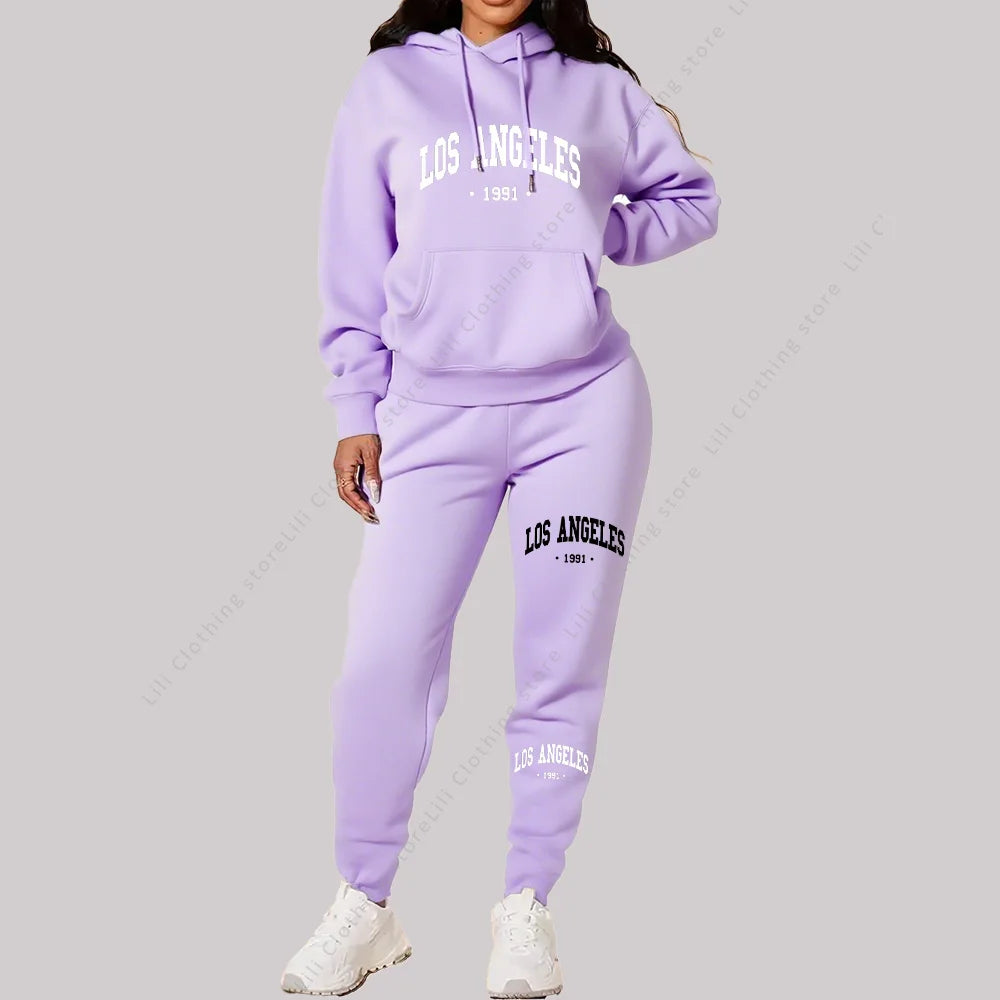 Women Sportswear Sweatsuit Los Angeles Letter Print