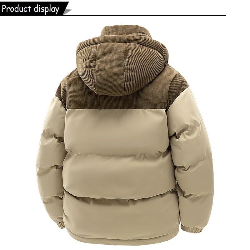 Winter  Outdoor Removable Hooded Windbreak Jacket  Warm Solid Jacket For Men