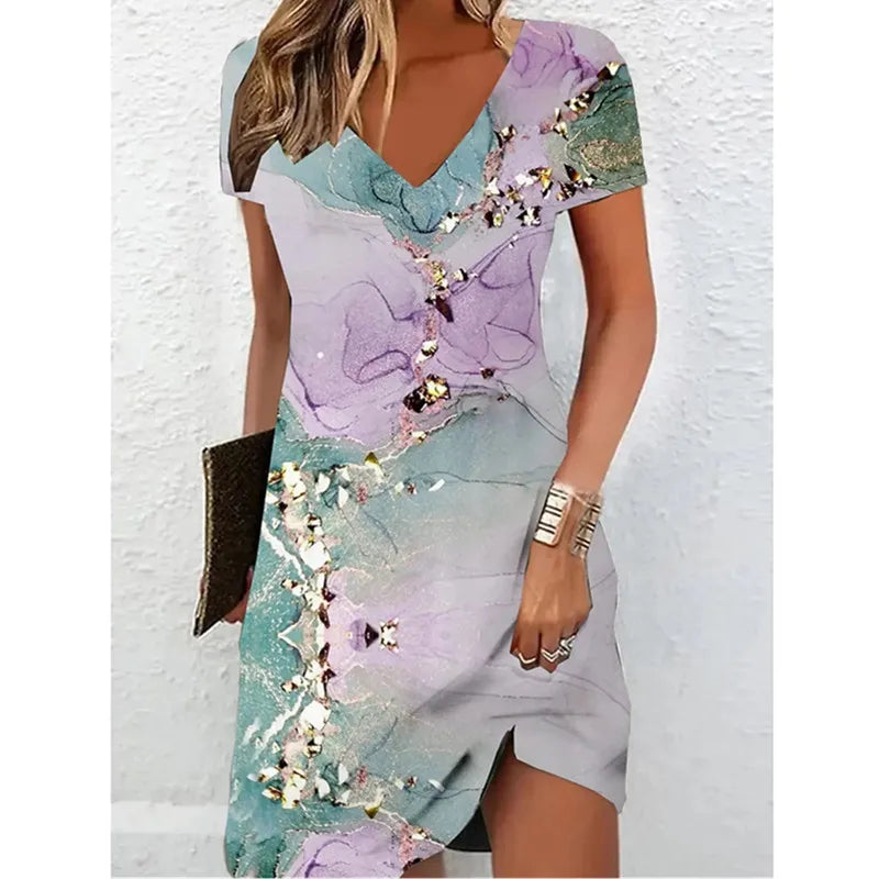 Marble Pattern Oversizd Casual Elegant Dress