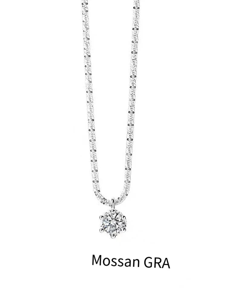 Super Sparkly D Color Moissanite Pendant silver chain plated 18K