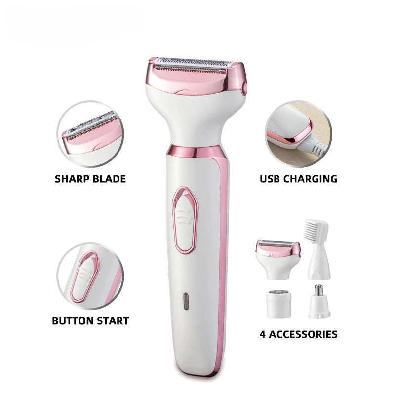 Electric Shaver for Intimate Care of Women's 4in1 Armpit Hair Private Area Pubic Hair Trimmer