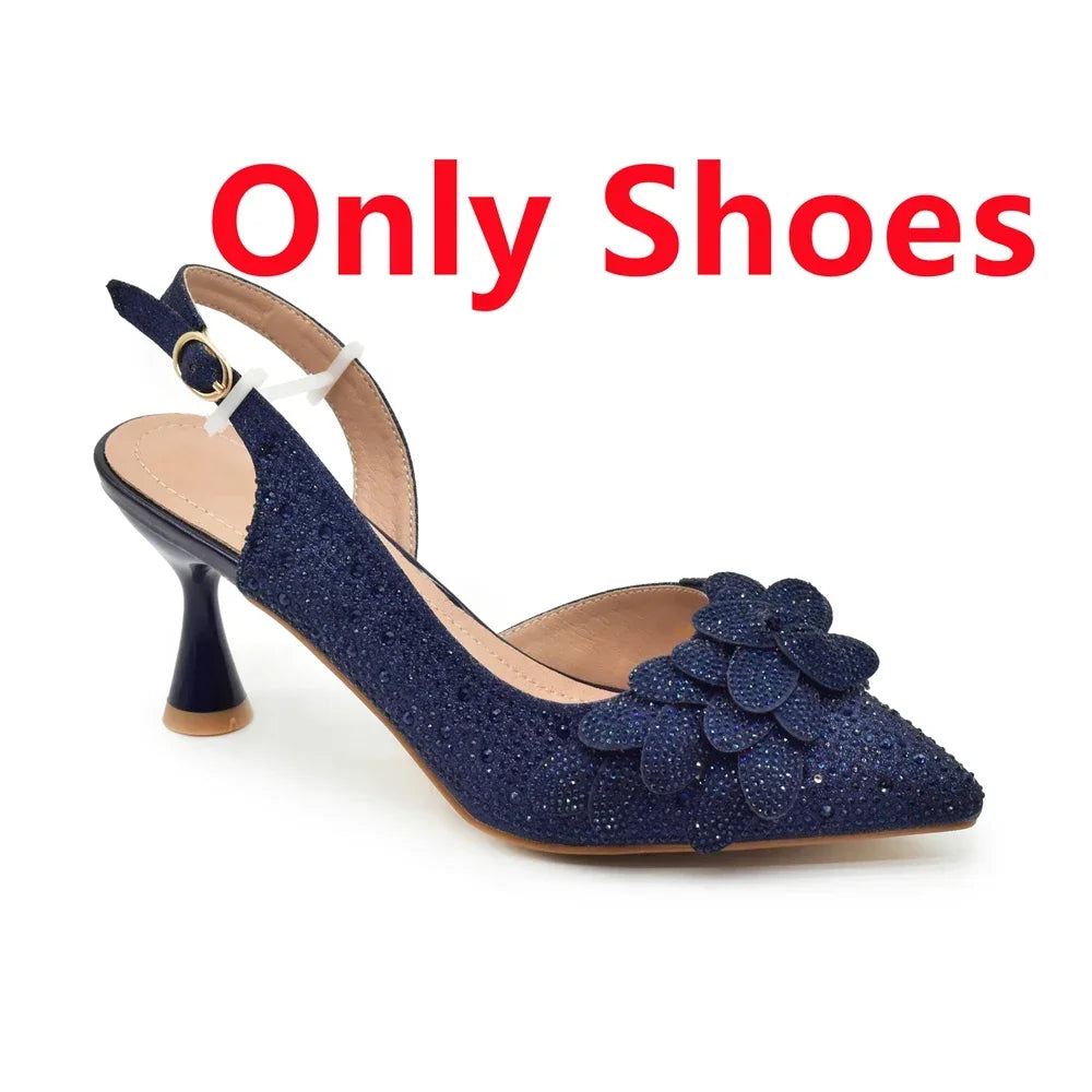 Medium Heeled Sandals for Women Fashion Wedding Party Shoes and Bags Set
