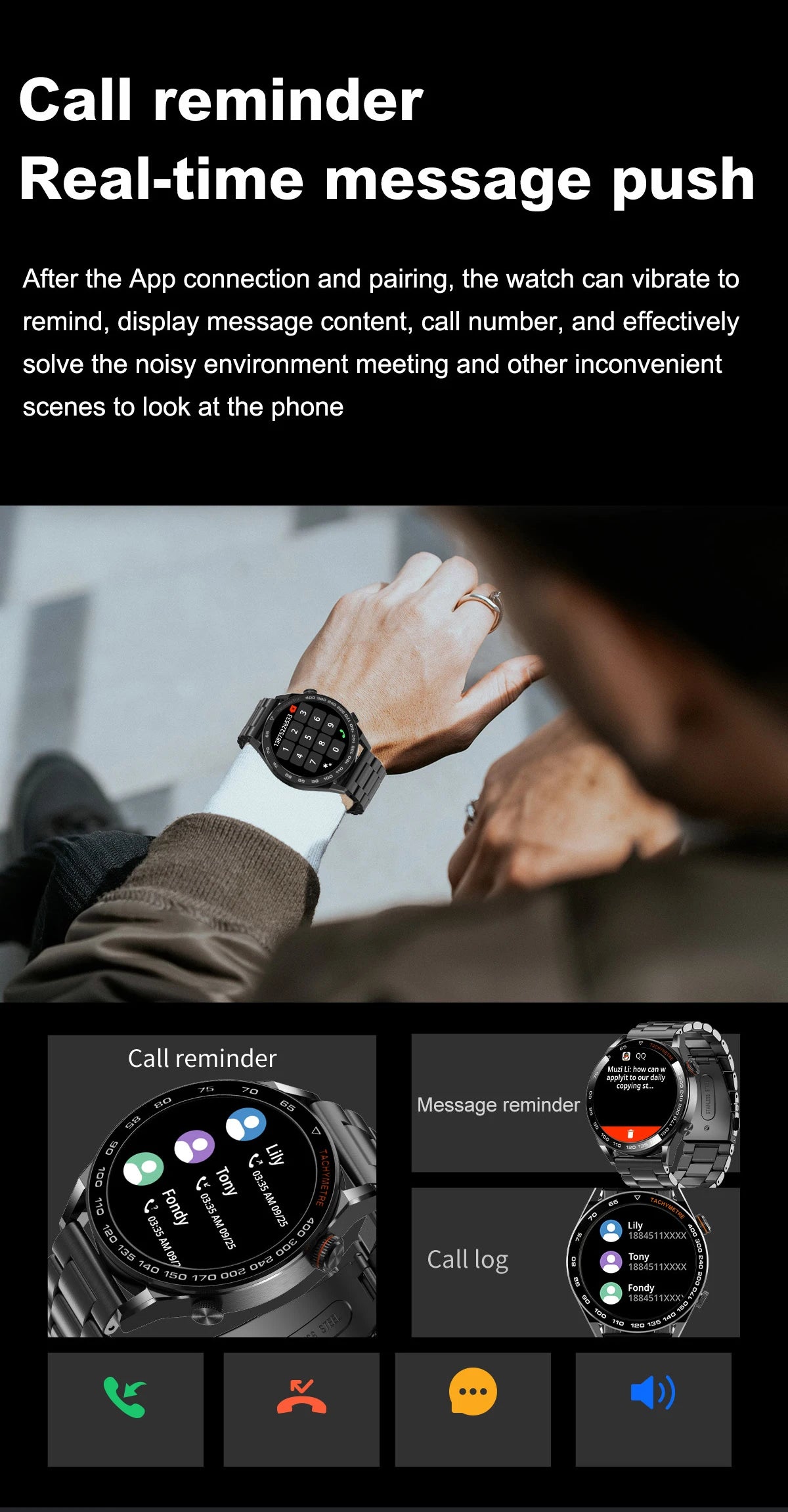 2026 New Smart Watch Men 1.5 inch Bluetooth Call Heart Rate Health 107+ Sports Fitness Watch Waterproof Business Man Smartwatch