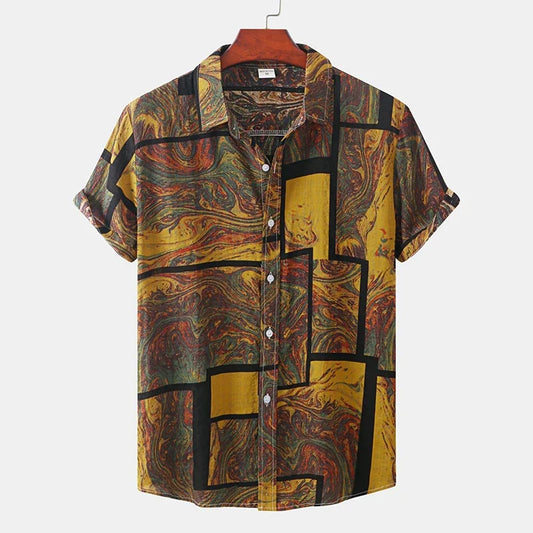 Summer  Fashion Social Beach Style Men Short Sleeve