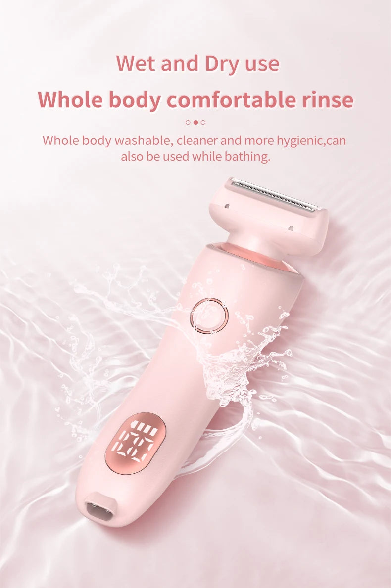 Portable Waterproof 2 In 1 Painless Shaving For Lady Private Part Hair Shaver Trimmer