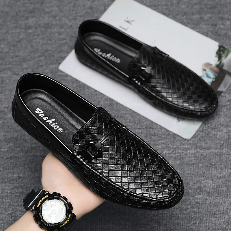 High Quality Men Loafers  Leather Shoes Slip on Flats Comfortable  Lightweight Walkingand  Driving Shoes