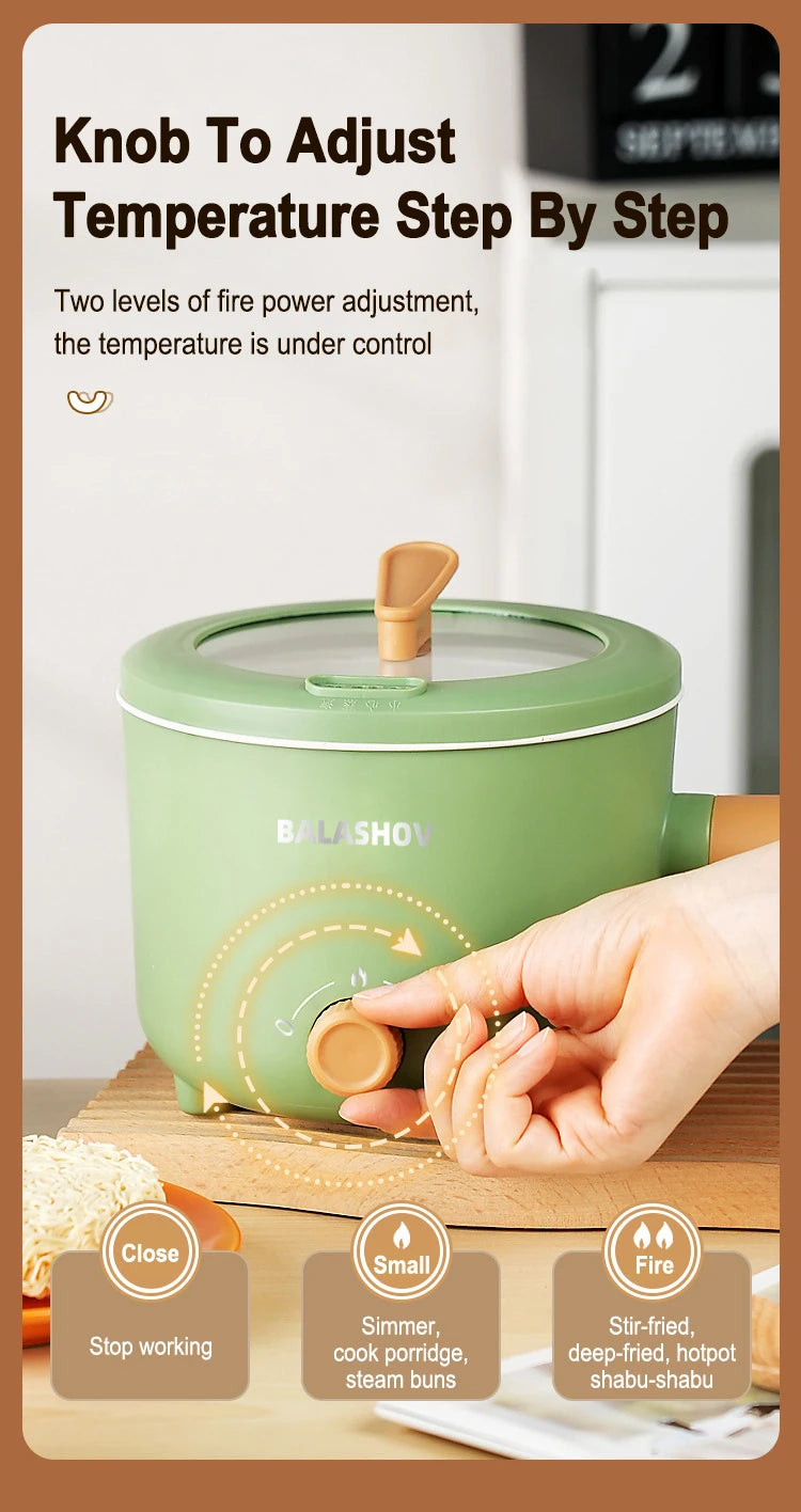Mini Electric Cooker Multi-functional Cooking Pot Non-stick Frying Pan Ramen Dormitory Small Electric Hot Pot Cooker 220V