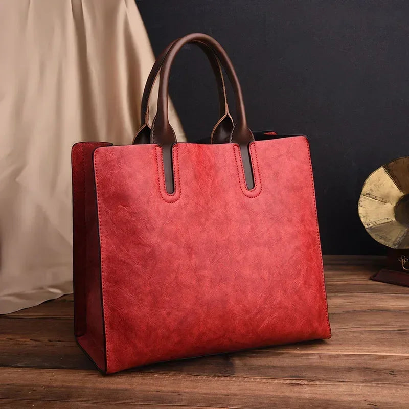 Vintage OIL Skin Leather High Quality Shoulder Crossbody Bag