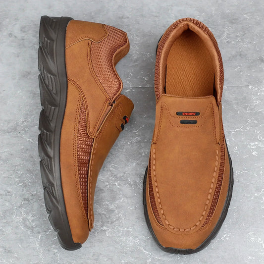 Men Sneakers Comfortable Leather Flat Footwear For Men