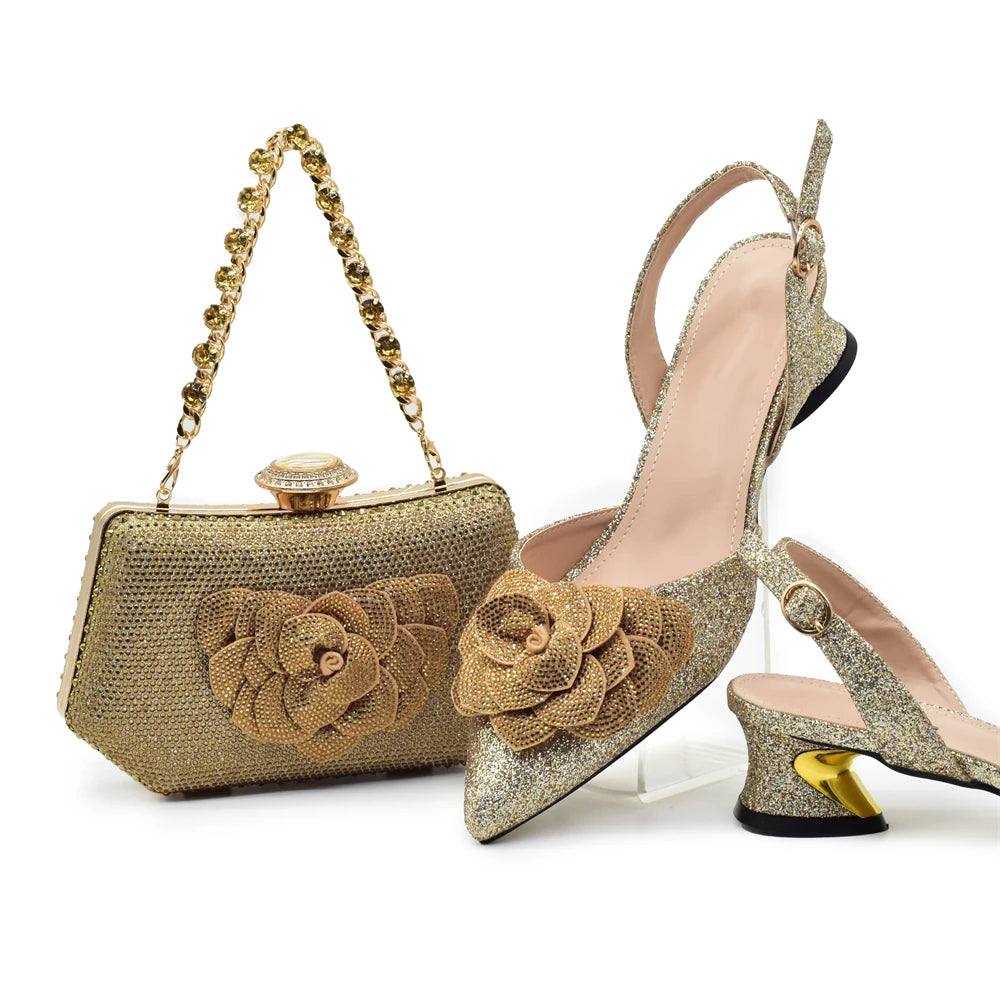 Ladies Shoe and Bag Set Latest Designers Luxury Italian Party Shoes and Bag
