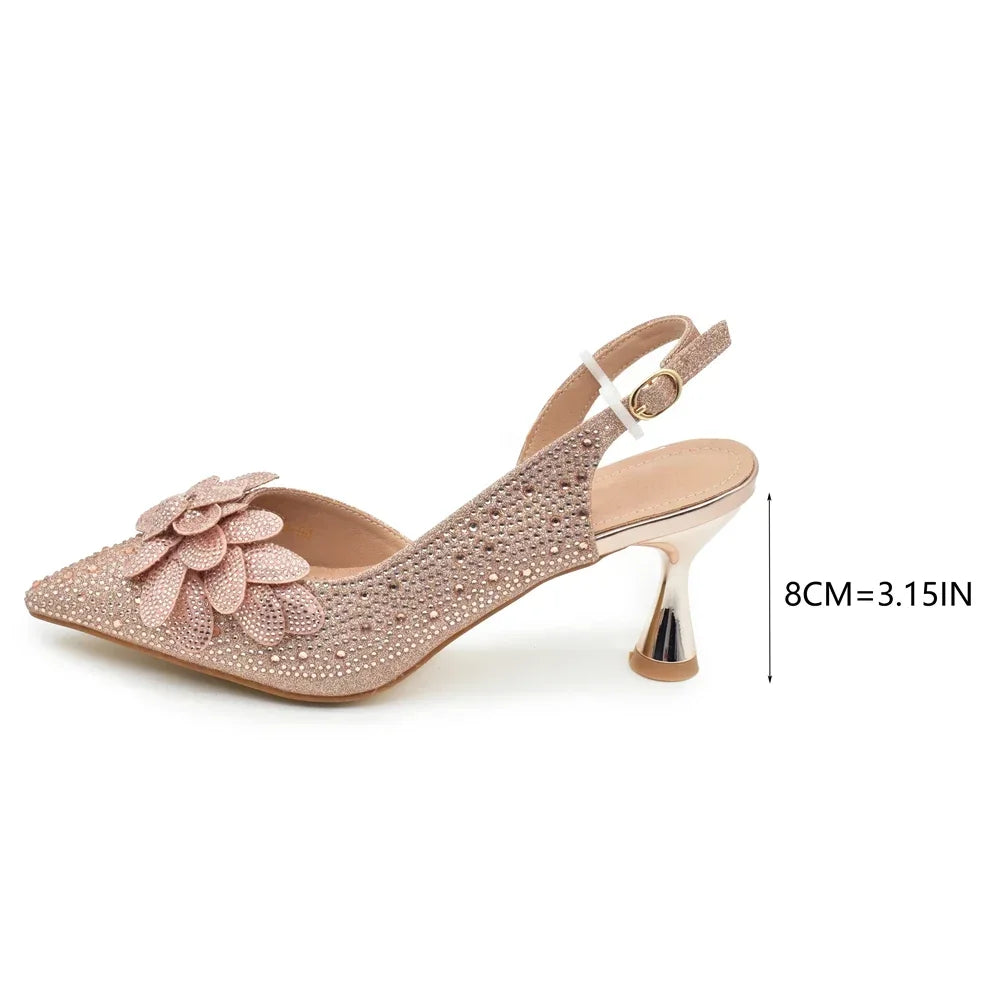 Medium Heeled Sandals for Women Fashion Wedding Party Shoes and Bags Set