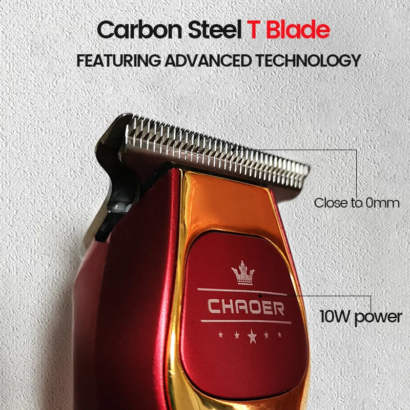 Powerful Professional Hair Trimmer Men 0 MM T Blade Electric Clipper Rechargeable