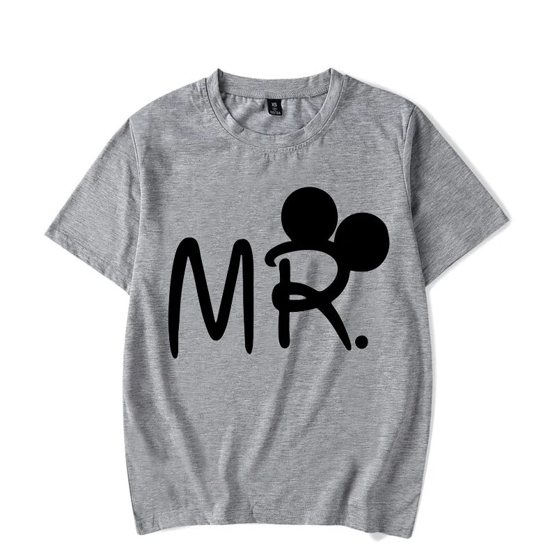 Mouse Cartoon MR MRS Print Couple TShirt Lovers Bird