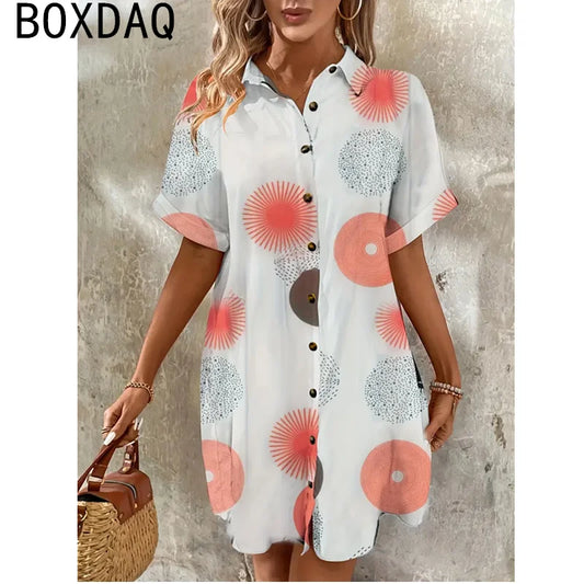 Summer Short-sleeved Lapel Mini Dress