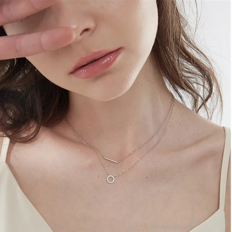 Pendant Necklace Double Layer Clavicle Chain