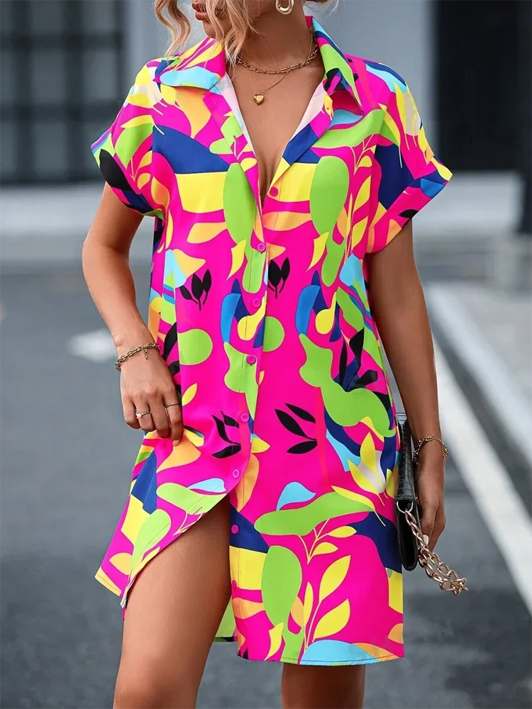 Comfortable Short Sleeve Mini Dress Sweet Flower  Fashion Women Dress