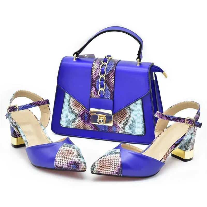 Fashion Leopard Shoes and Bag Set Wedding Pumps for Women Bride Shoes and Bag for Party Wedding