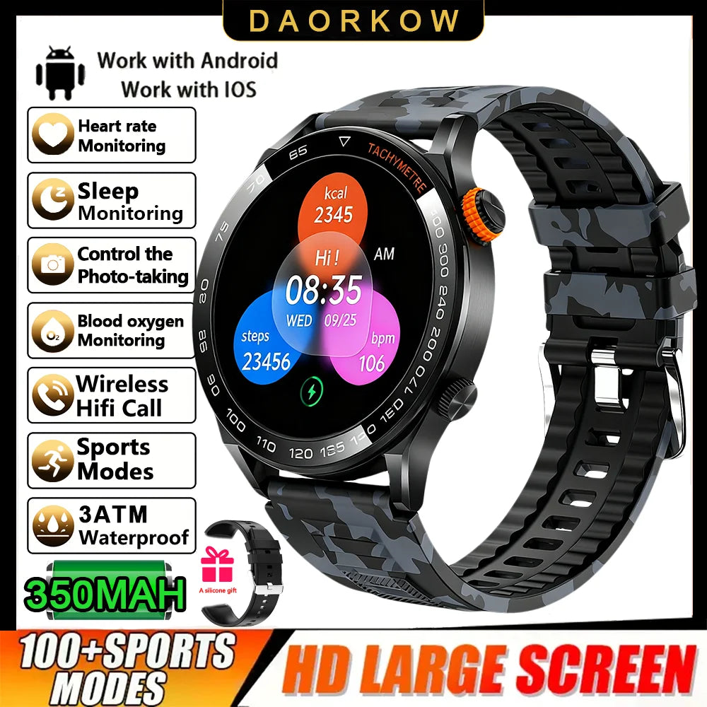 2026 New Smart Watch Men 1.5 inch Bluetooth Call Heart Rate Health 107+ Sports Fitness Watch Waterproof Business Man Smartwatch