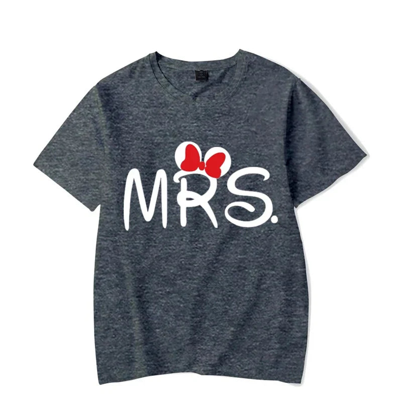 Mouse Cartoon MR MRS Print Couple TShirt Lovers Bird