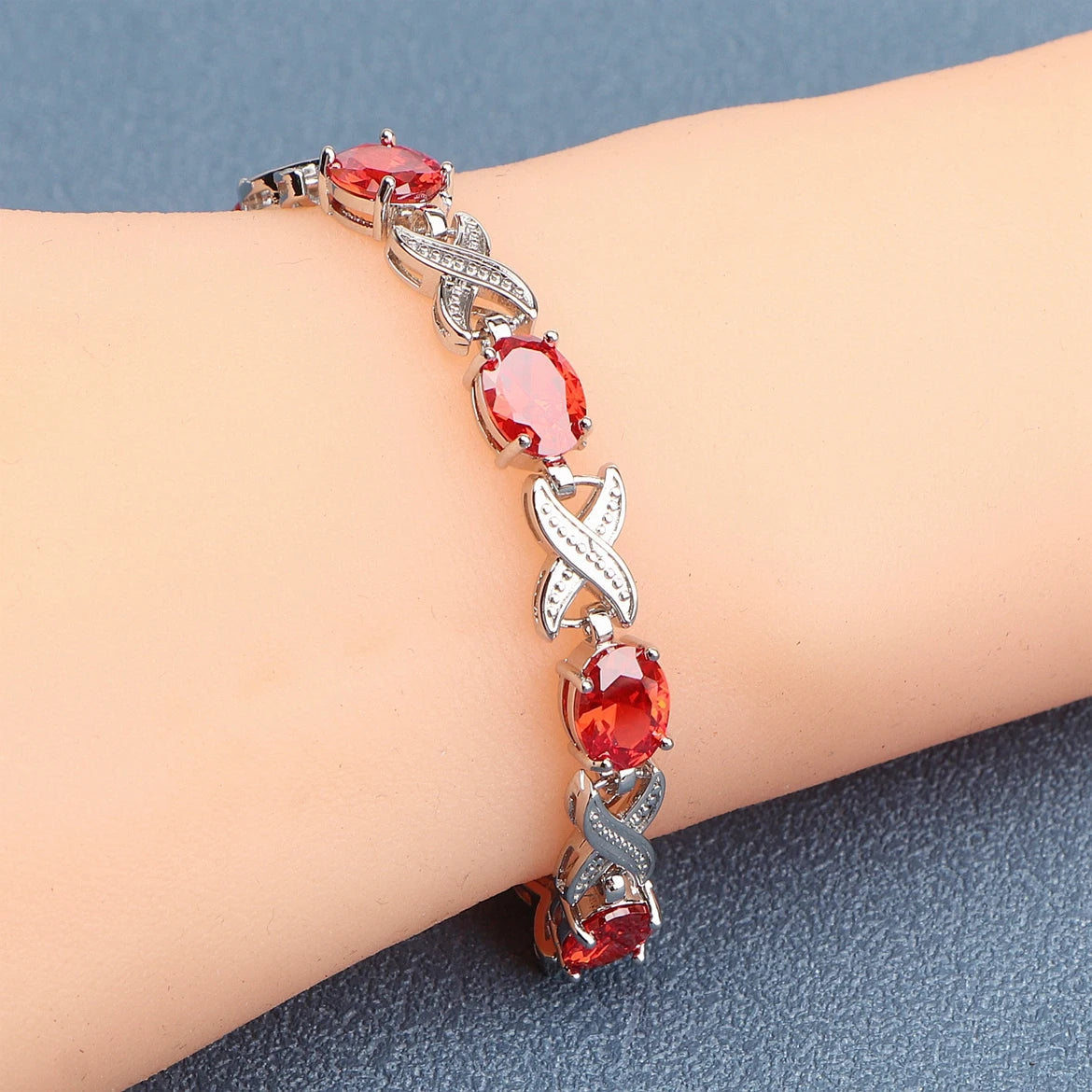 Silver Gold Plated Charm Black Cubic Zircon Bracelets  Jewelry 18+2CM Length