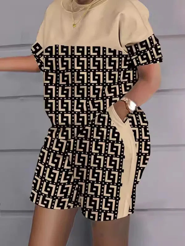 Sexy  T-shirt Blouses 2 Piece Sets Suit O-neck Backless Tops 2 Piece Sets