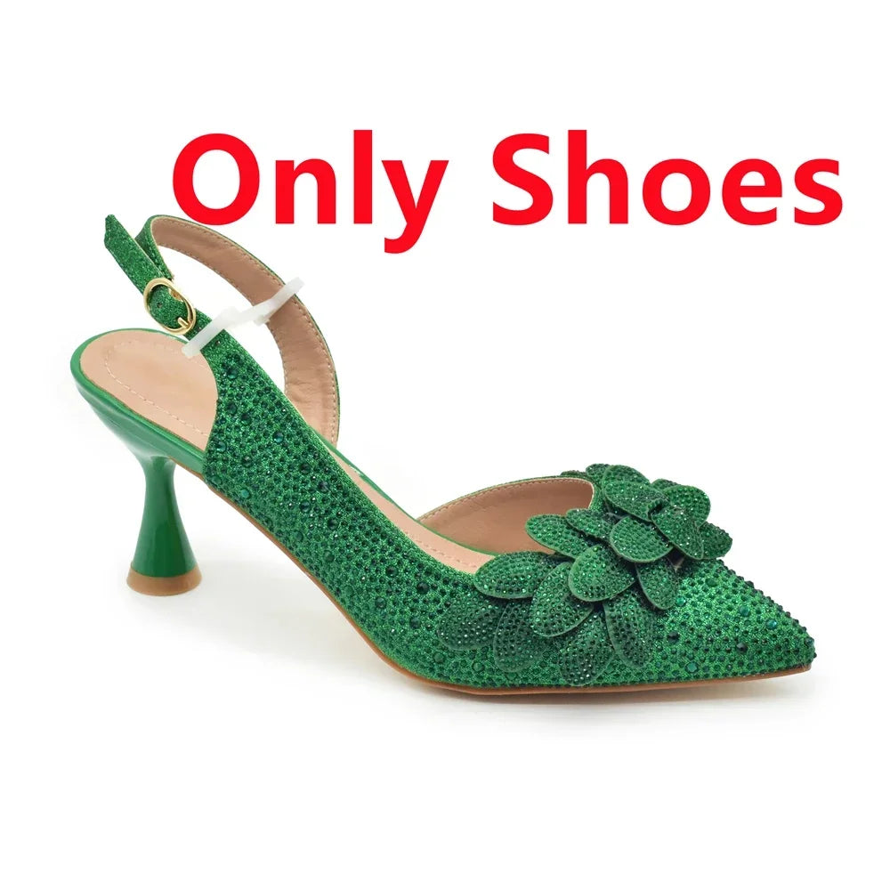 Medium Heeled Sandals for Women Fashion Wedding Party Shoes and Bags Set