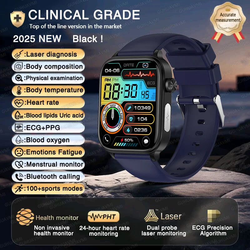 New ECG+PPG AI Health Diagnose Smart Watch Men And Women, Blood Lipid BP Uric Acid Heart rate Tracker