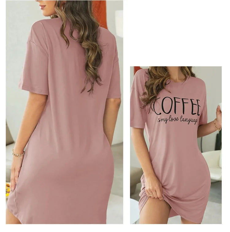 Sleepwear Dress Loose Fit Tee Nightwear Home Clothes Nightie Loungewear