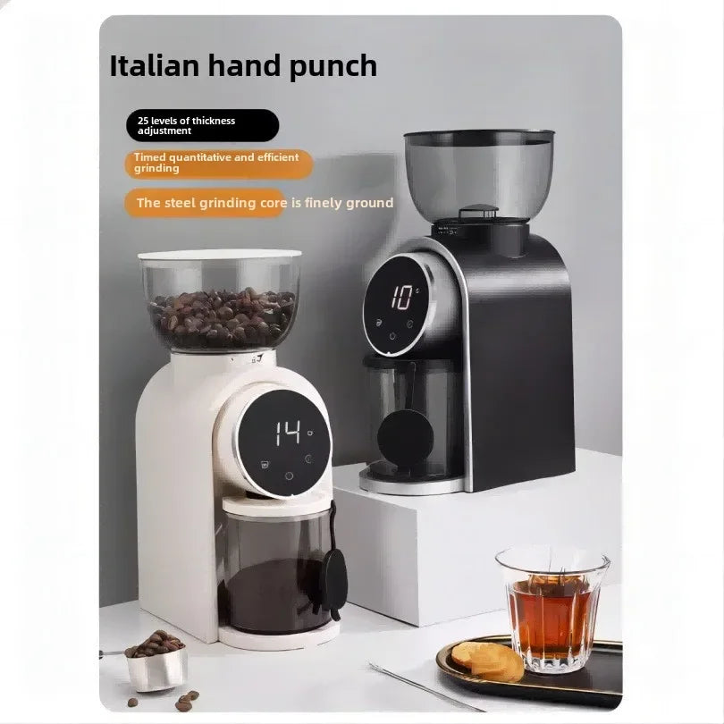 Electric Burr Coffee Grinder Automatic Precision Mill Espresso Drip Pour Over Transparent Bean Storage Container