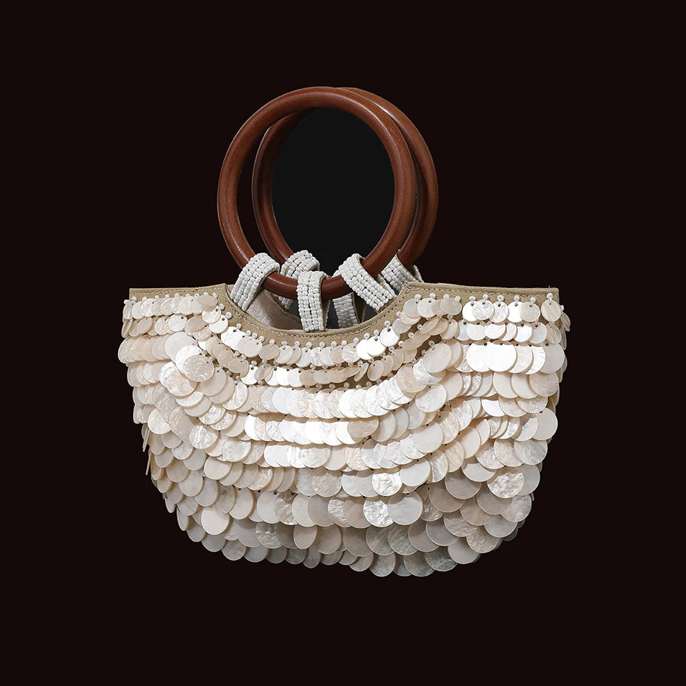 New handmade beaded shell evening party handbag Premium style beach vacation bag