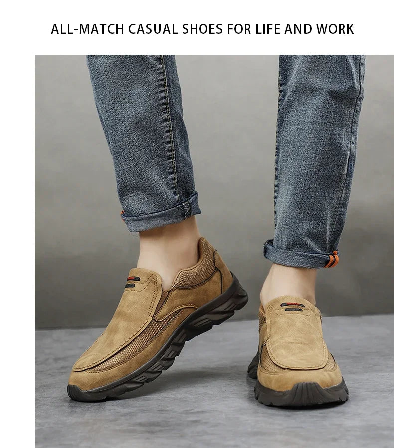 Men Sneakers Comfortable Leather Flat Footwear For Men