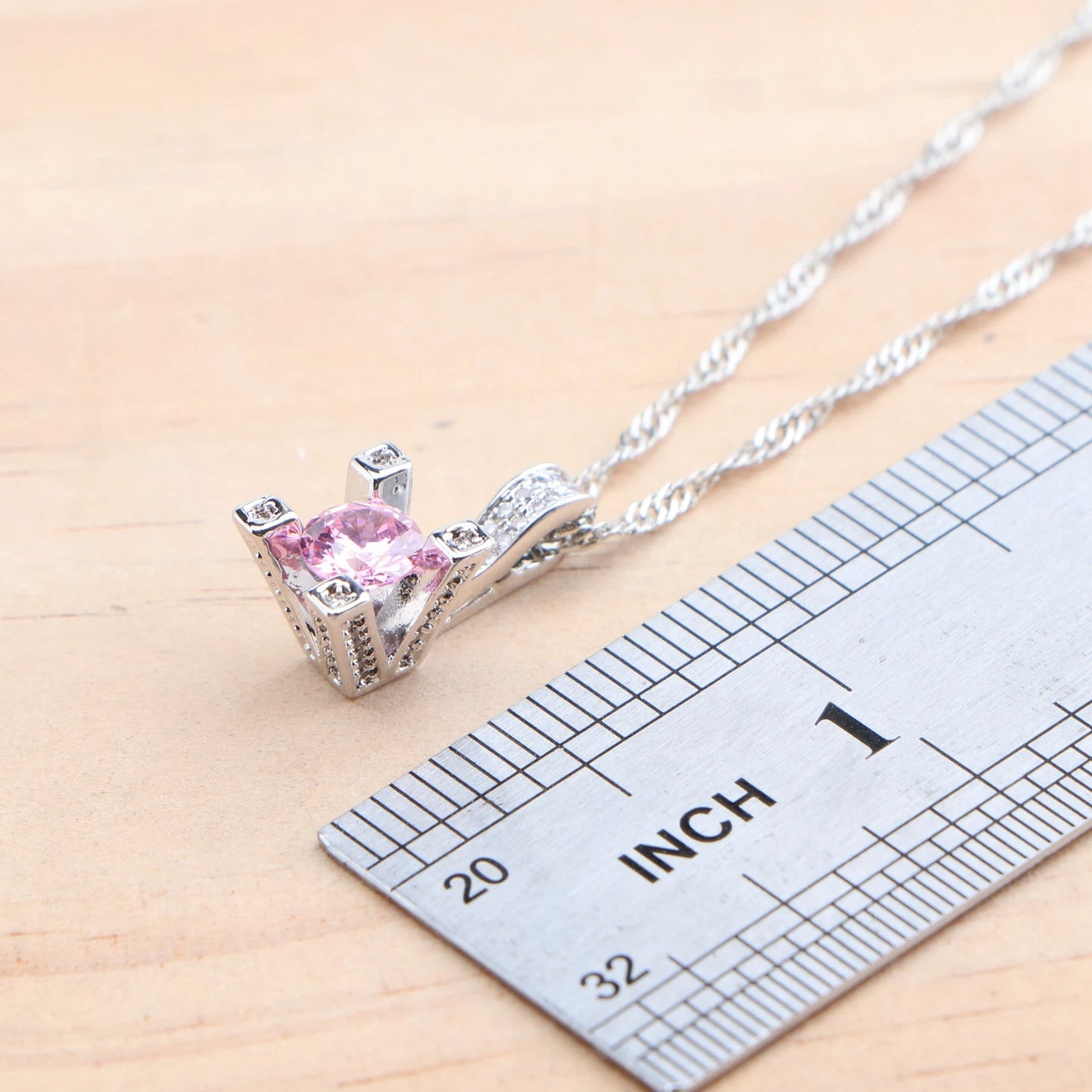 Pink Zircon Bridal Jewelry Sets For Women Bracelets Earrings Rings Pendant Wedding Necklace Set