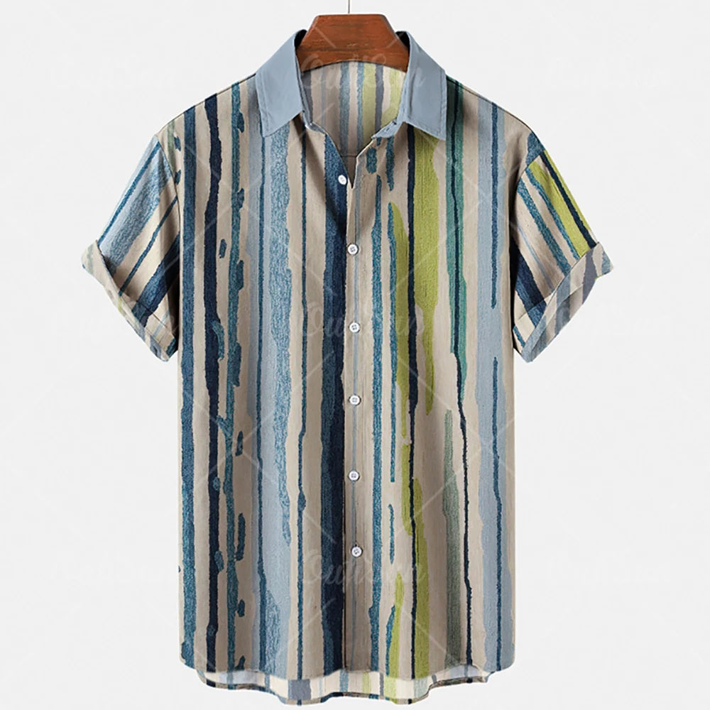 Summer  Fashion Social Beach Style Men Short Sleeve