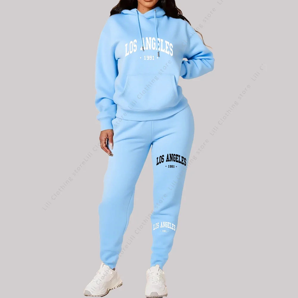 Women Sportswear Sweatsuit Los Angeles Letter Print