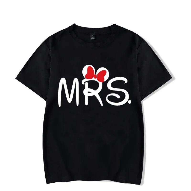 Mouse Cartoon MR MRS Print Couple TShirt Lovers Bird