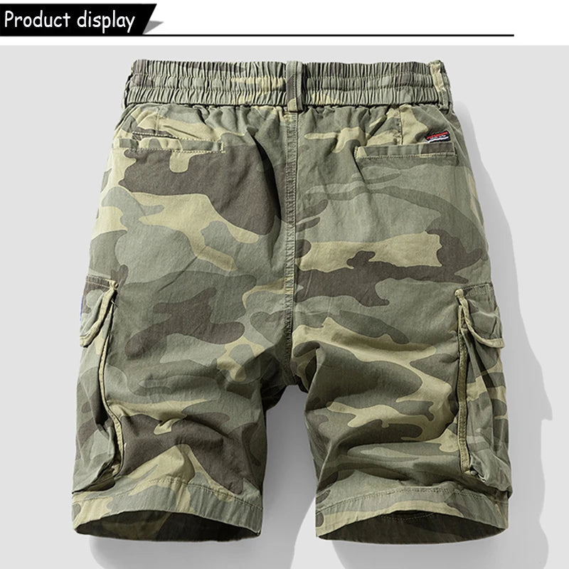 Outdoor Leisure Camouflage Comfortable Shorts For Men Elastic Waist Loose Straight High-Quality