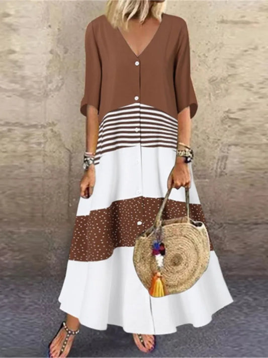 Sexy V-neck Fashion Printed Long