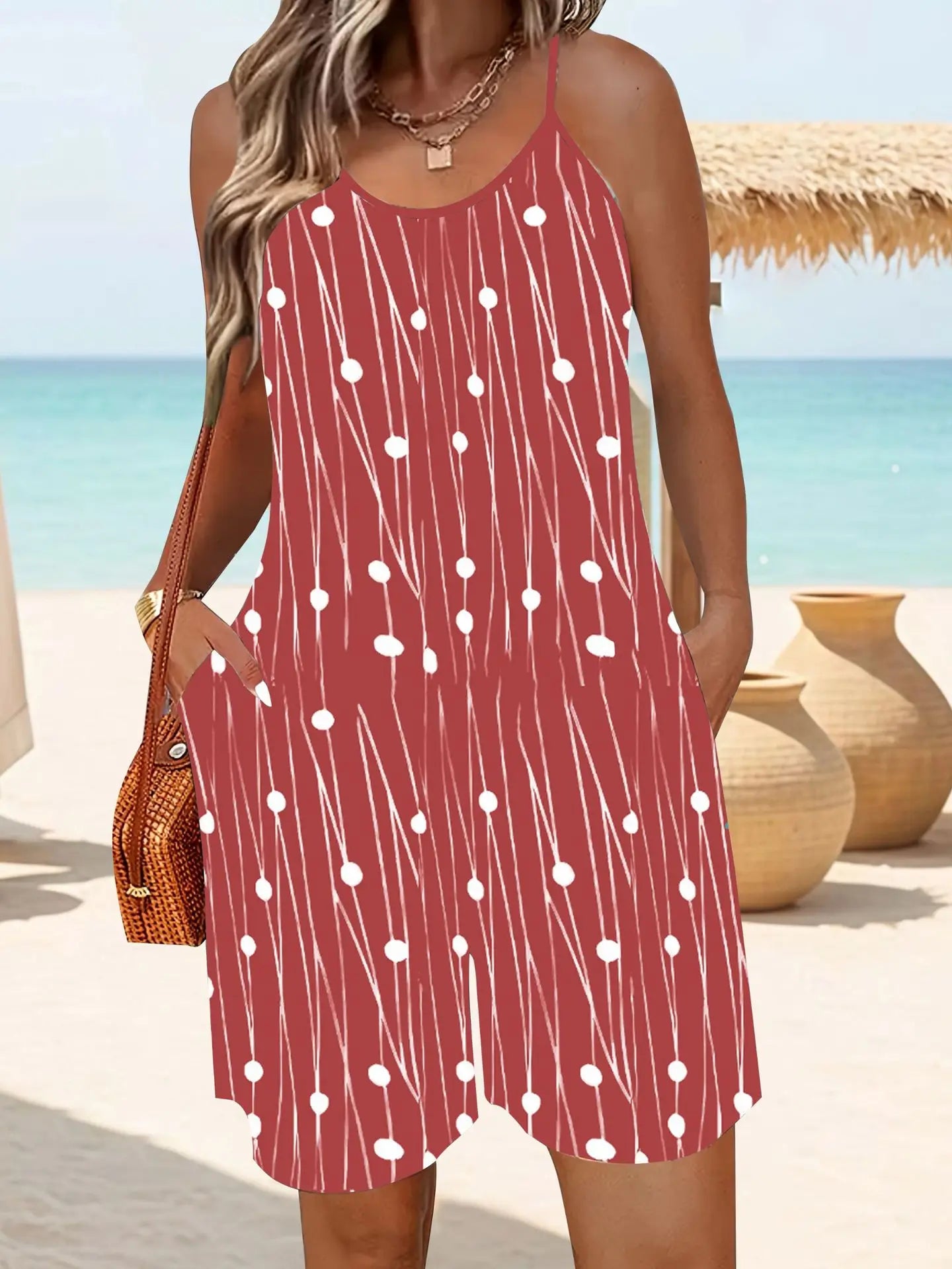 Sexy Jumpsuit Sleeveless Striped Print Loose Short  Casual Romper
