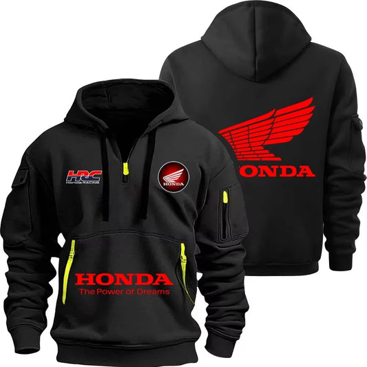 Honda zipper hoodie outdoor sports enthusiasts new men and women half zipper pocket