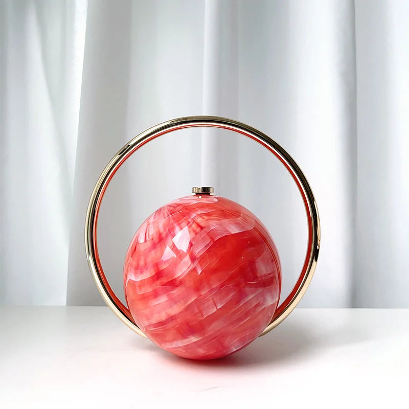Exquisite Luxury Banquet Handbag Electroplated Handle Fashion Spherical Design Multi-functional Coin Purse Party Bag Acrylic Bag