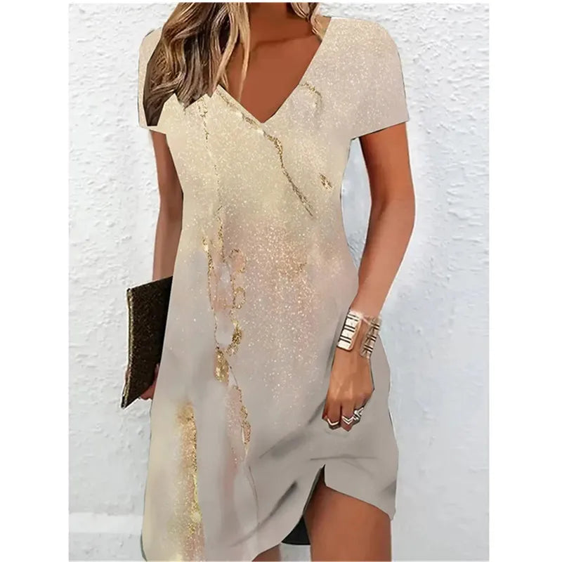 Marble Pattern Oversizd Casual Elegant Dress