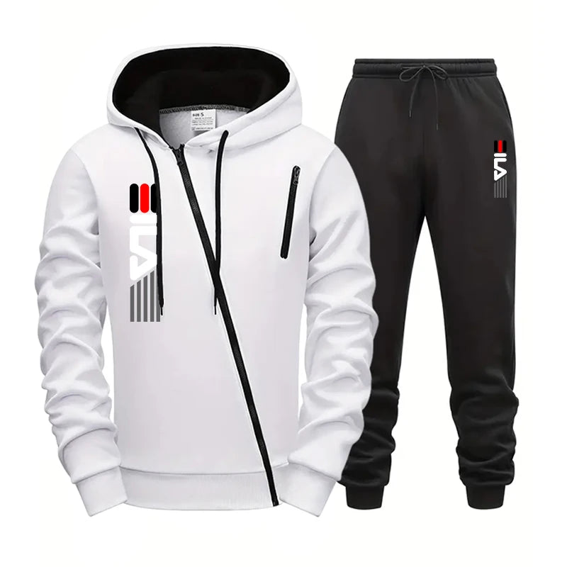 Men's Zipper Hoodie Sweater Gym Fitness Tracksuit 2pcs Set Fall Winter Daily Casual Sports Jogger Suit