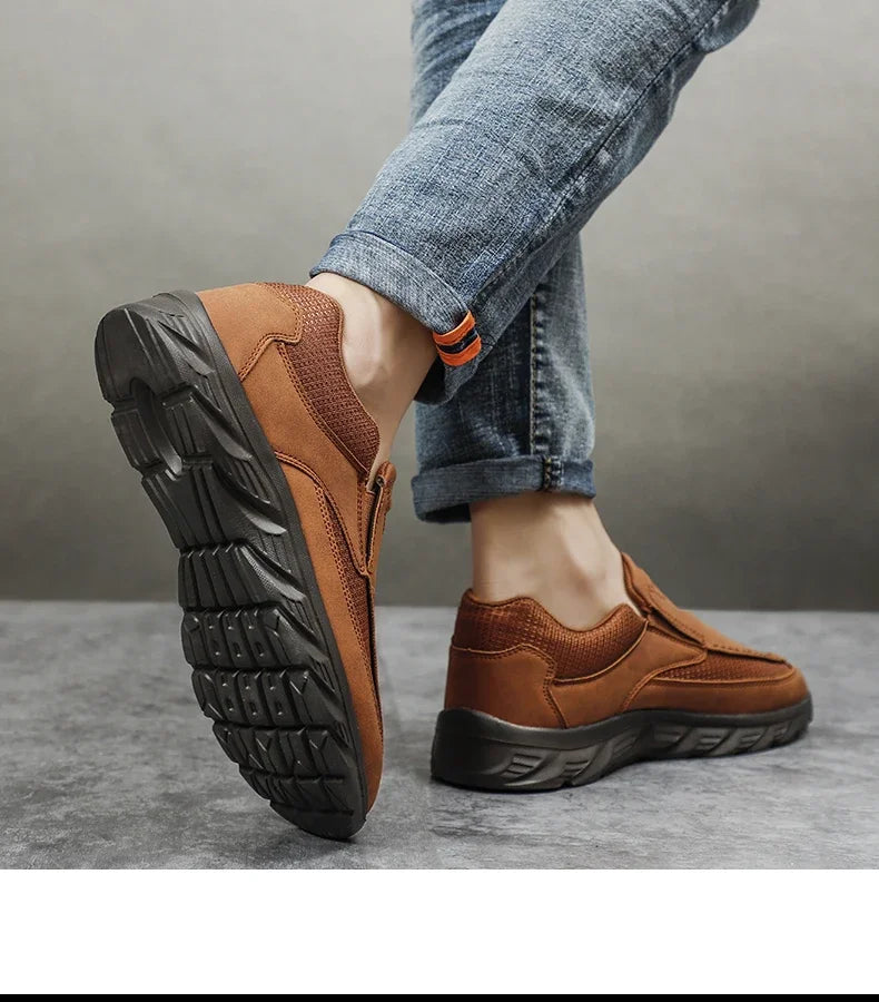 Men Sneakers Comfortable Leather Flat Footwear For Men