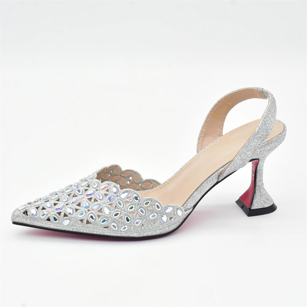 Silver Color Shoes and Bag for Party Wedding Luxery Women Shoe and Bag