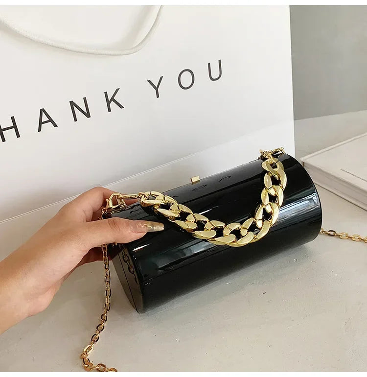 Women's Handbag Bags For Women 2026 Party Clutches Fashion Cylinder Mini Evening Purse Crossbody Shoulder Bag Gold Box Clutch