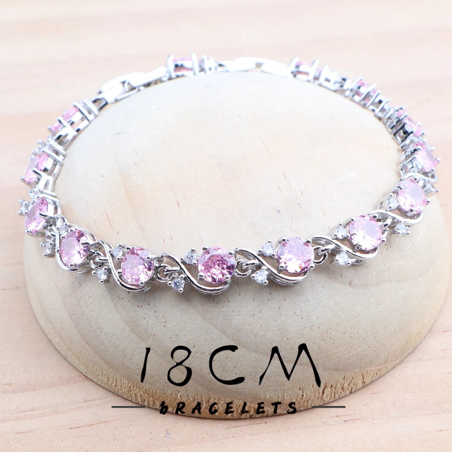 Pink Zircon Bridal Jewelry Sets For Women Bracelets Earrings Rings Pendant Wedding Necklace Set