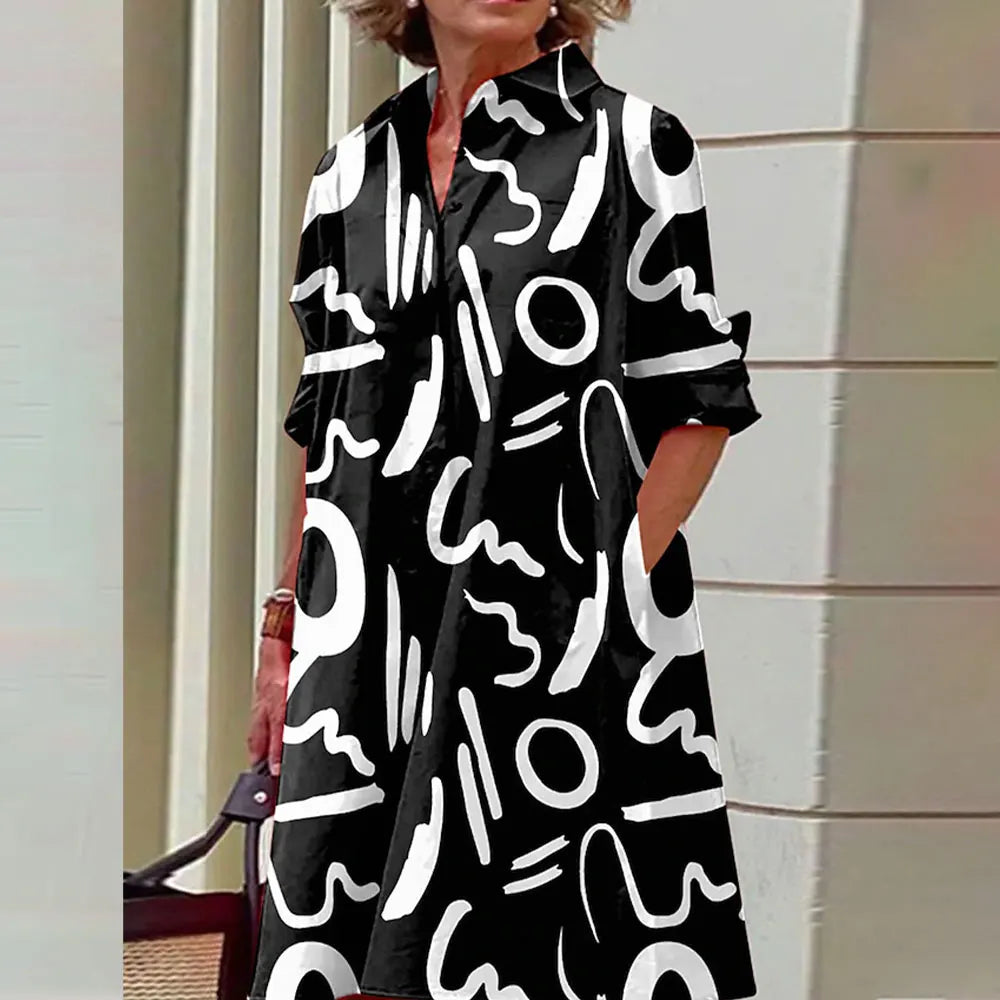 Women's Long Sleeve Botton Dress