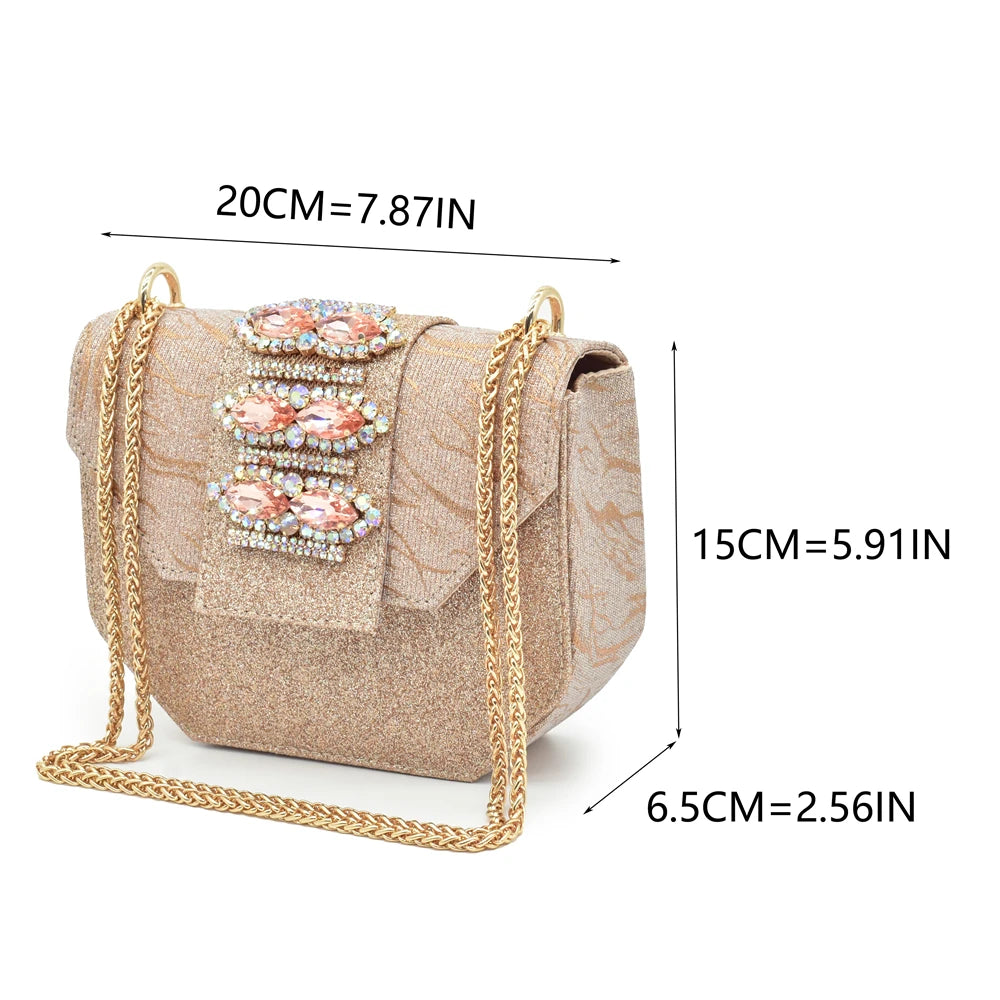 Latest Party Shoes and Bags To Match  Pointed Toe Rhinestone Shoe and Bag Set for Wedding