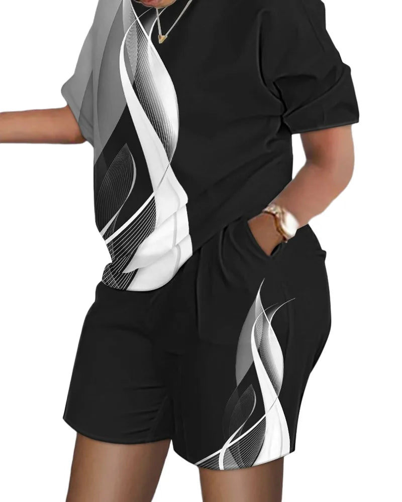 Summer Luxury T-shirt+Shorts 2 Piece Sets  Soft Jogging Tracksuit